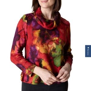 Habitat Red Multicolor Cowl Neck Sweater Coral boxy XL